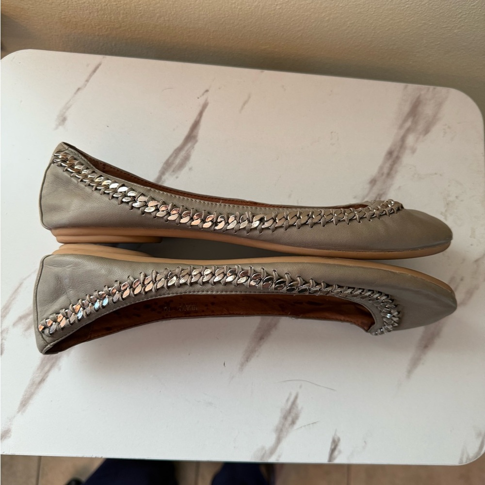 Jeffrey Campbell Ibiza Flats, Green-Beige, Size 10, GUC - Picture 3 of 14